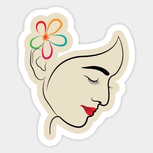 girl with flower Sticker